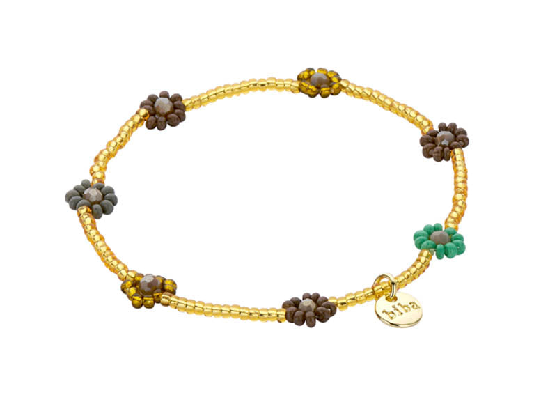 Biba Armband Flowers Blumen Perlenblüten Braun Mix Vergoldet