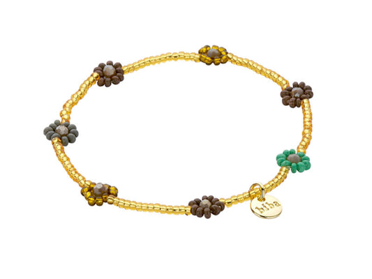 Biba Armband Flowers Blumen Perlenblüten Braun Mix Vergoldet