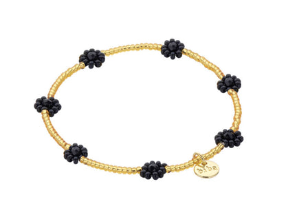 Biba Armband Perlenblüten Schwarz Vergoldet Stacking-Look