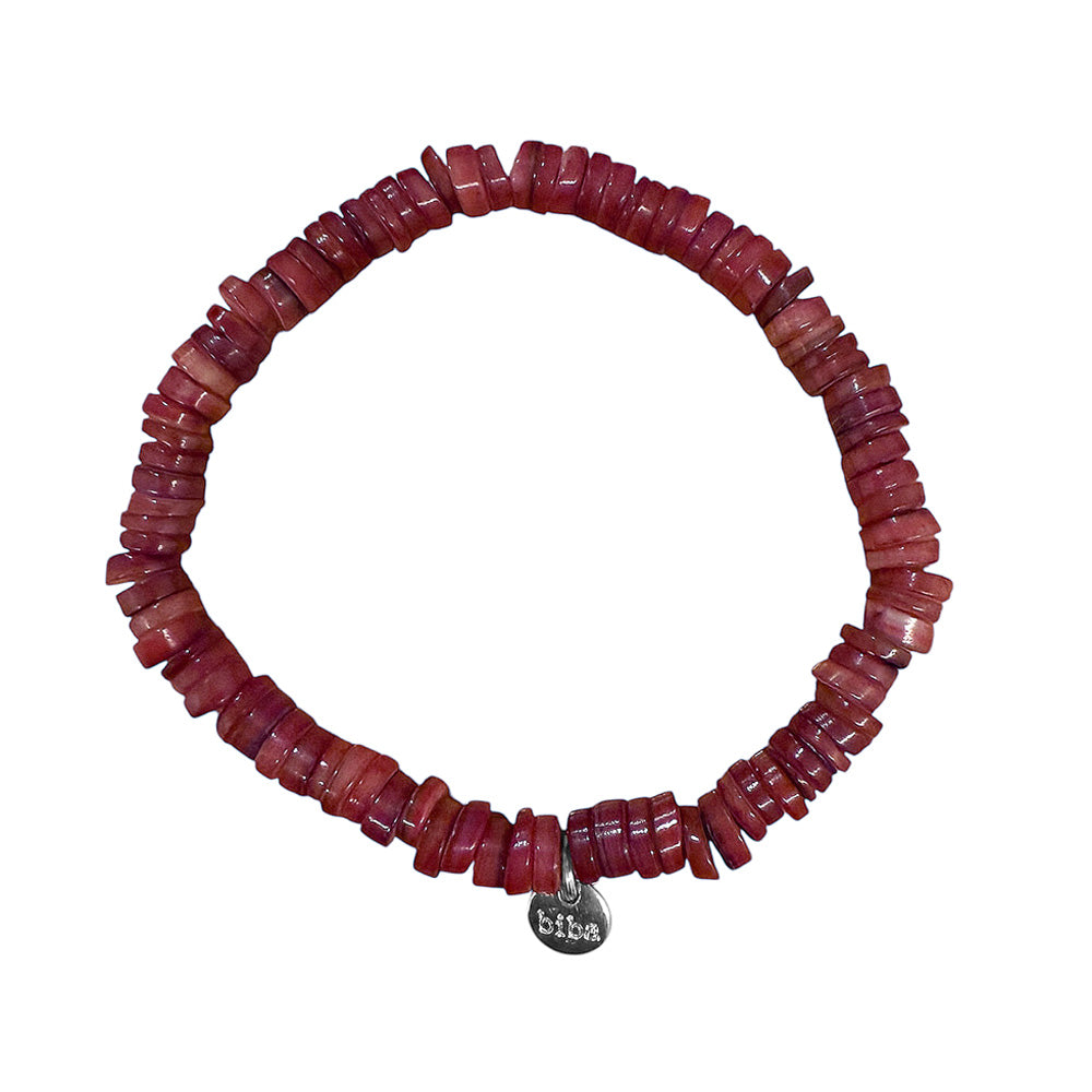 Biba Armband Perlmutt-Scheiben Flat Rot Dehnbar