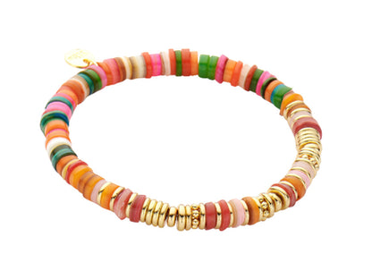 Biba Armband Perlmutt-Scheiben Multicolor Vergoldet Dehnbar