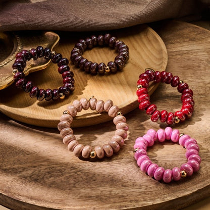 Biba Armband Resin-Donuts 14 mm Kugelelemente Gold Plattiert Dehnbar Varianten