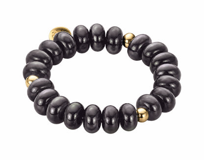 Biba Trend-Armband Dunkelgrau Resin-Donuts 14 mm Gold Plattierte Kugelelemente Dehnbar