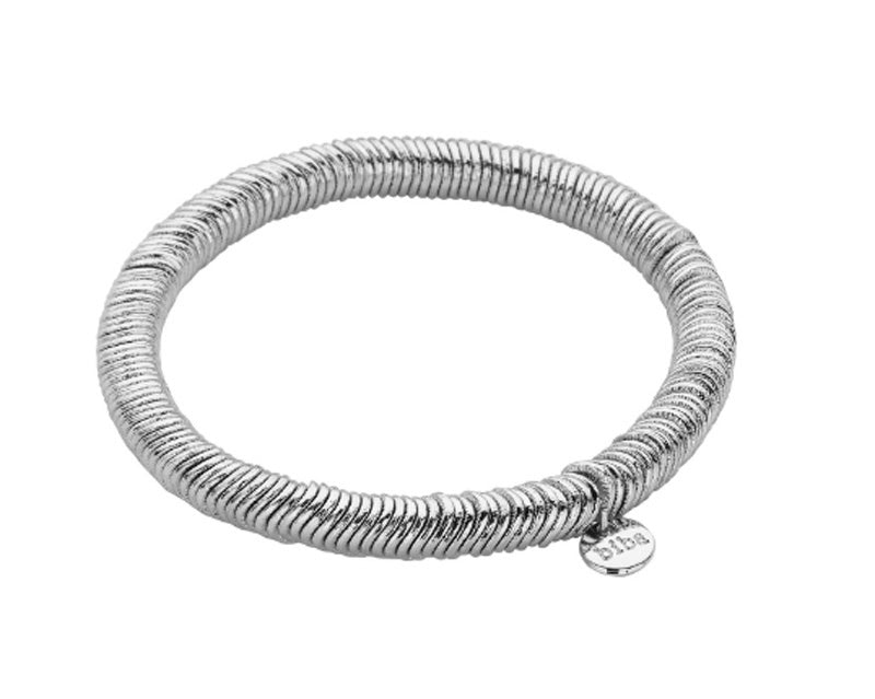 Biba Armband Scheibenperlen Flat Versilbert Dehnbar