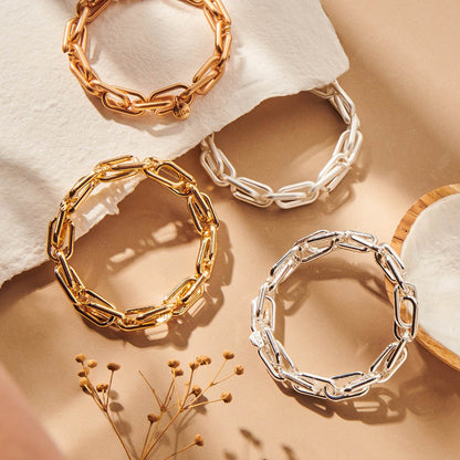 Biba Gliederarmbänder Oval Gold Silber Plattiert Dehnbar Stacking-Look