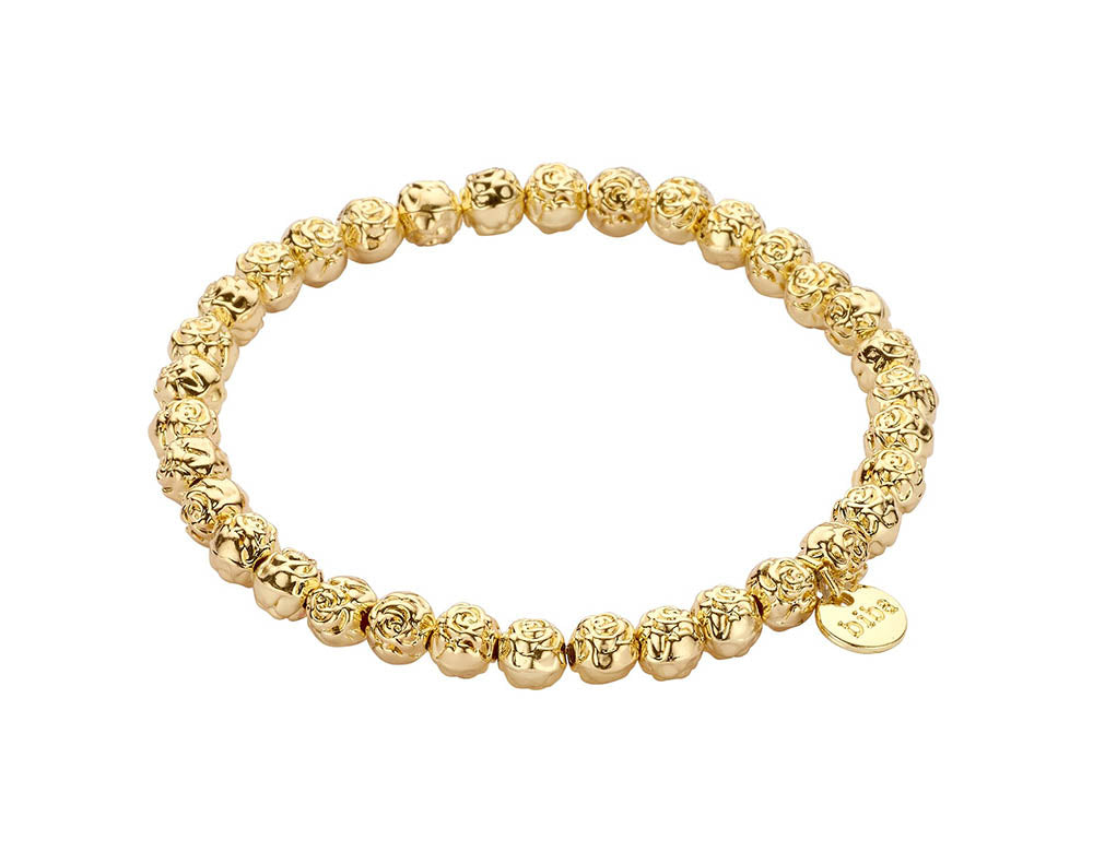 Biba Kugelarmband Florales Muster Gold Plattiert Dehnbar Stacking-Look
