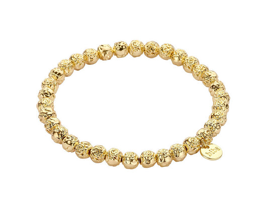 Biba Kugelarmband Florales Muster Gold Plattiert Dehnbar Stacking-Look