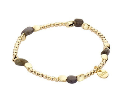 Biba Kugelarmband Natursteine Braun Vergoldet Dehnbar