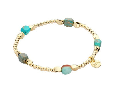 Biba Kugelarmband Natursteine Aqua Vergoldet Dehnbar