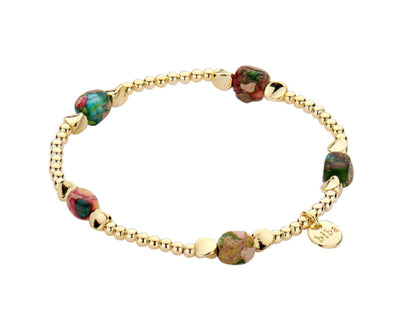 Biba Kugelarmband Natursteine Multicolor Vergoldet Dehnbar