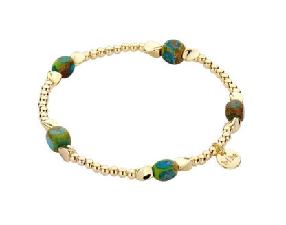 Biba Kugelarmband Natursteine Türkis-Mix Vergoldet Dehnbar