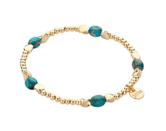 Biba Kugelarmband Natursteine Türkis Vergoldet Dehnbar