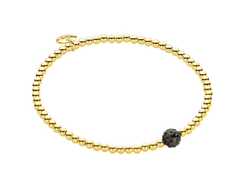 Biba Kugelarmband Vergoldet Pavé Zirkonia Kugel Schwarz Dehnbar