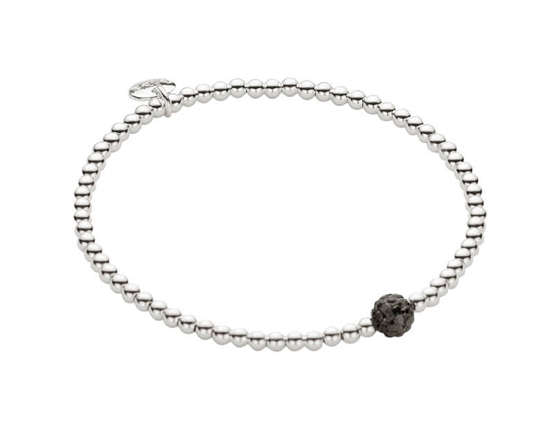Biba Kugelarmband Versilbert Pavé Zirkonia Kugel Schwarz Dehnbar