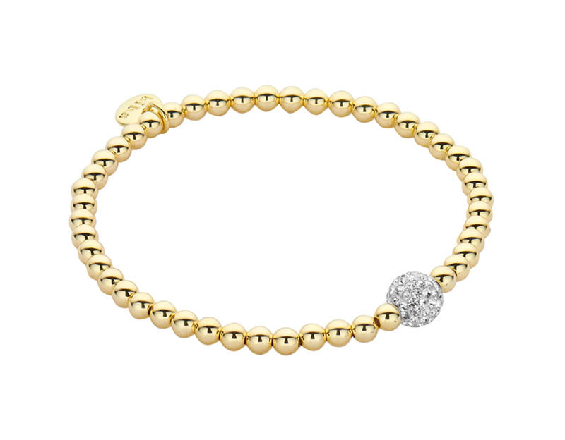 Biba Kugelarmband Vergoldet Pavé Zirkonia Kugel Weiß Dehnbar