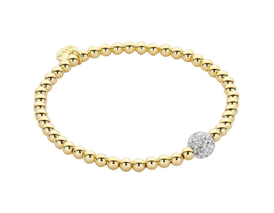 Biba Kugelarmband Vergoldet Pavé Zirkonia Kugel Weiß Dehnbar