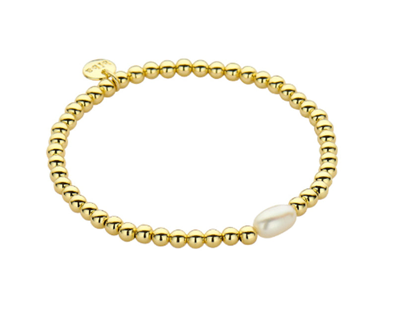 Biba Kugelarmband Süsswasserperle Vergoldet Stacking Beads Dehnbar