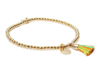Biba Kugelarmband Gold Plattiert Quaste Multicolor Dehnbar