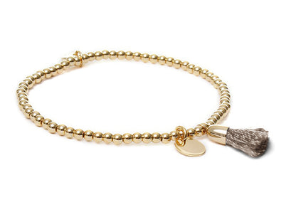 Biba Kugelarmband Gold Plattiert Quaste Taupe Dehnbar