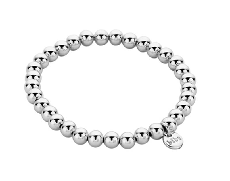 Biba Kugelarmband 6 mm Versilbert Stacking Beads Dehnbar