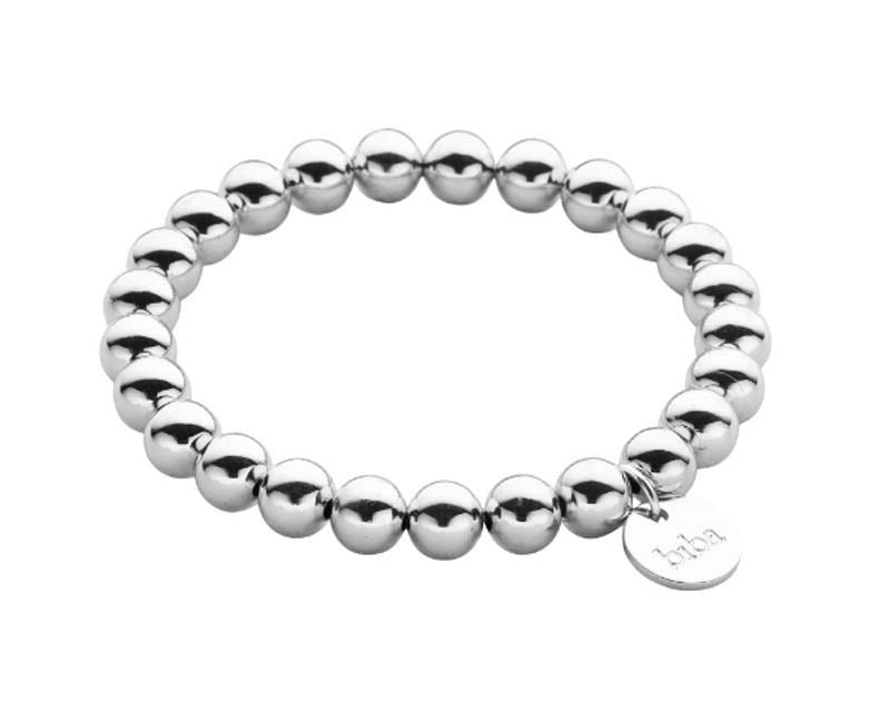 Biba Kugelarmband 8 mm Versilbert Stacking Beads Dehnbar