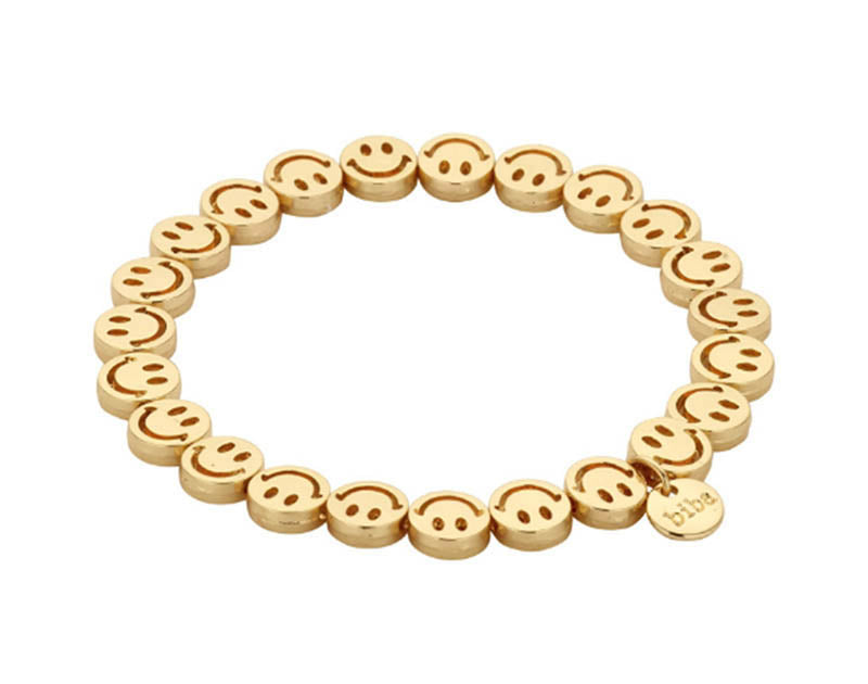 Biba Armband Smiley Vergoldet Dehnbar