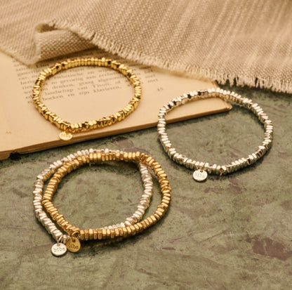Biba Armbänder Vergoldet Versilbert Stacking Beads Dehnbar