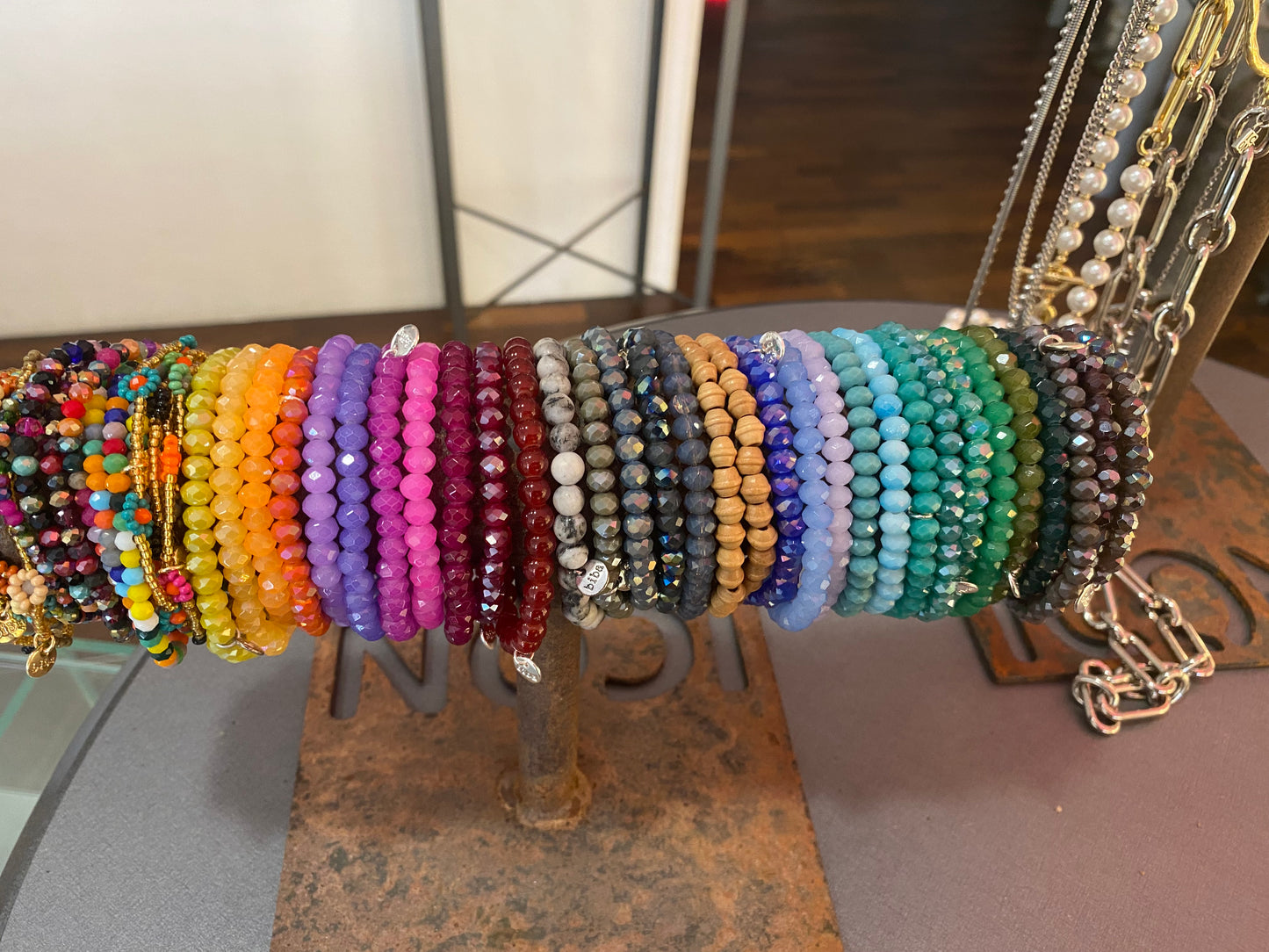 Biba Armbänder Kristallperlen Facettiert Stacking Beads Dehnbar
