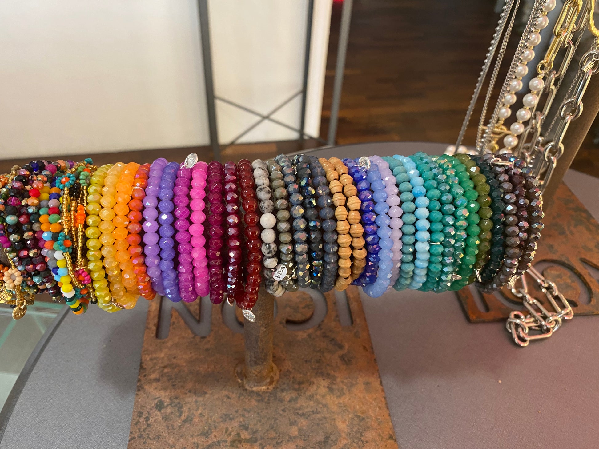Biba Armbänder Kristallperlen Facettiert Stacking Beads Dehnbar
