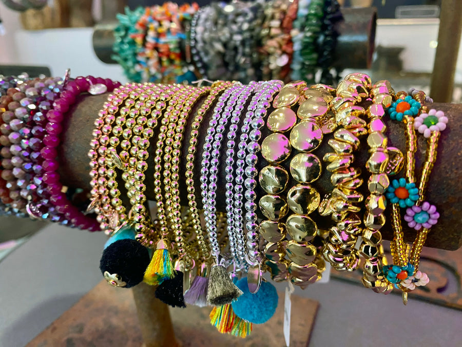 Biba Trend-Armbänder Vergoldet Versilbert Kristallperlen Dehnbar