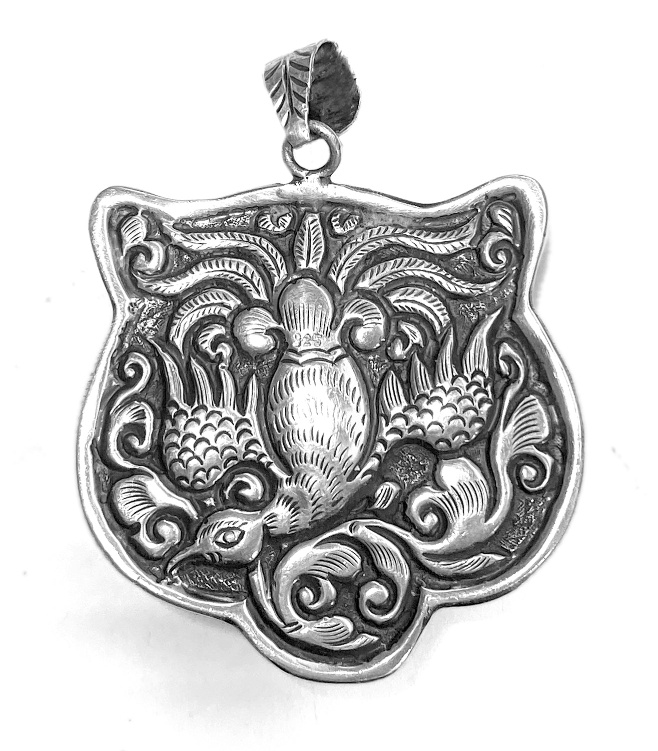 Tigerkopf-Anhänger Labradorit Sterling Silber Unikat Rückseite