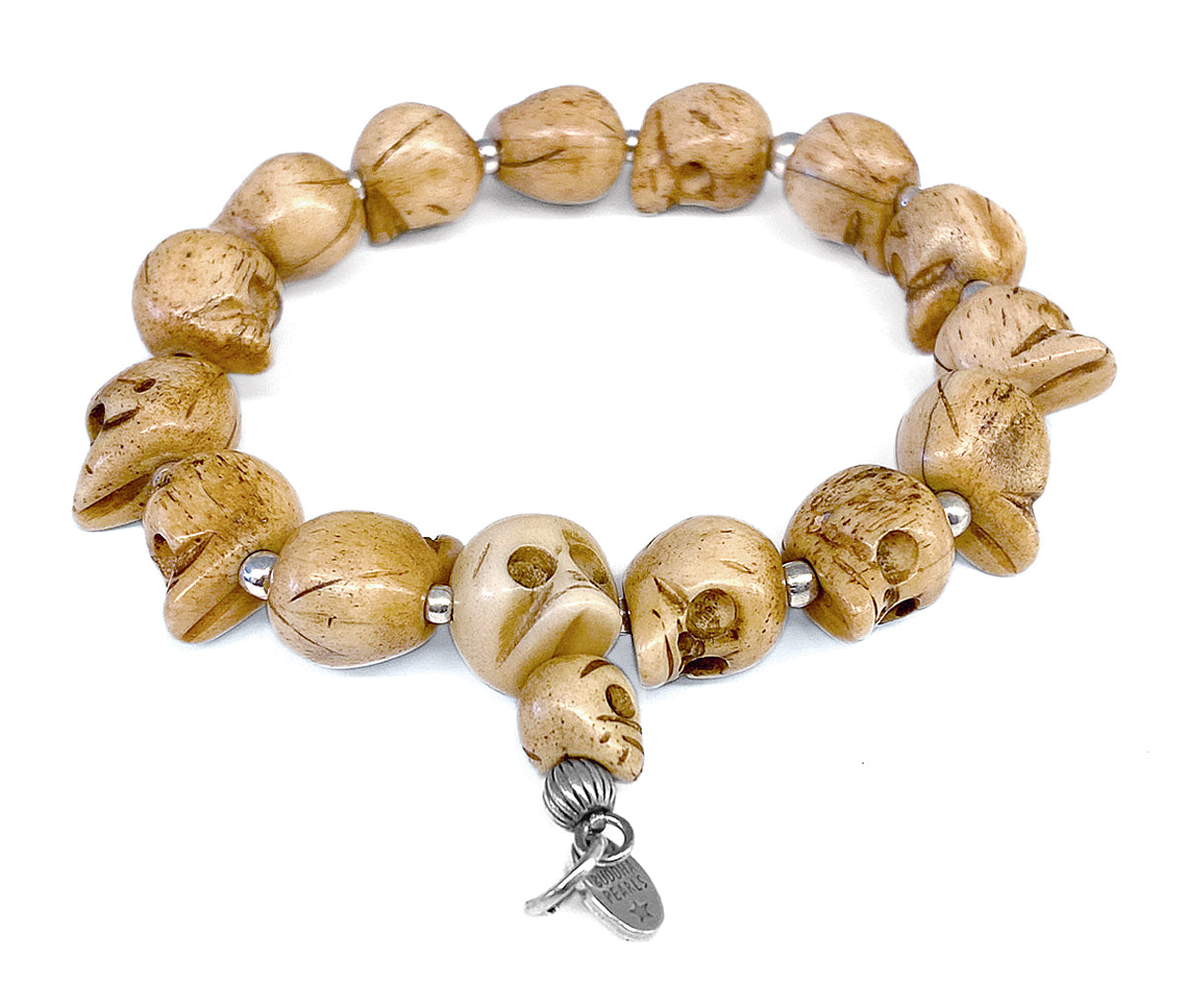 Buddhapearls Armband Skulls Bone Sterling Silber Unikat Unisex