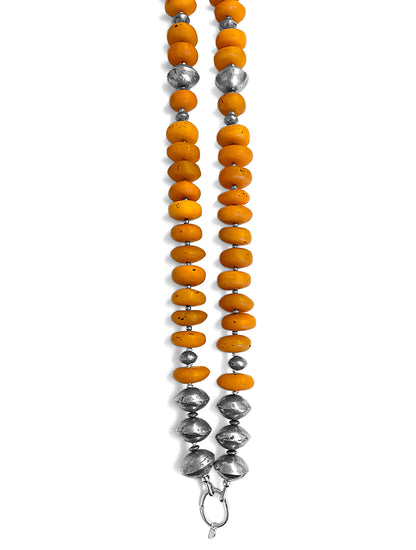 Ethno Kette Statement Wüstenamber Antik Buddha
