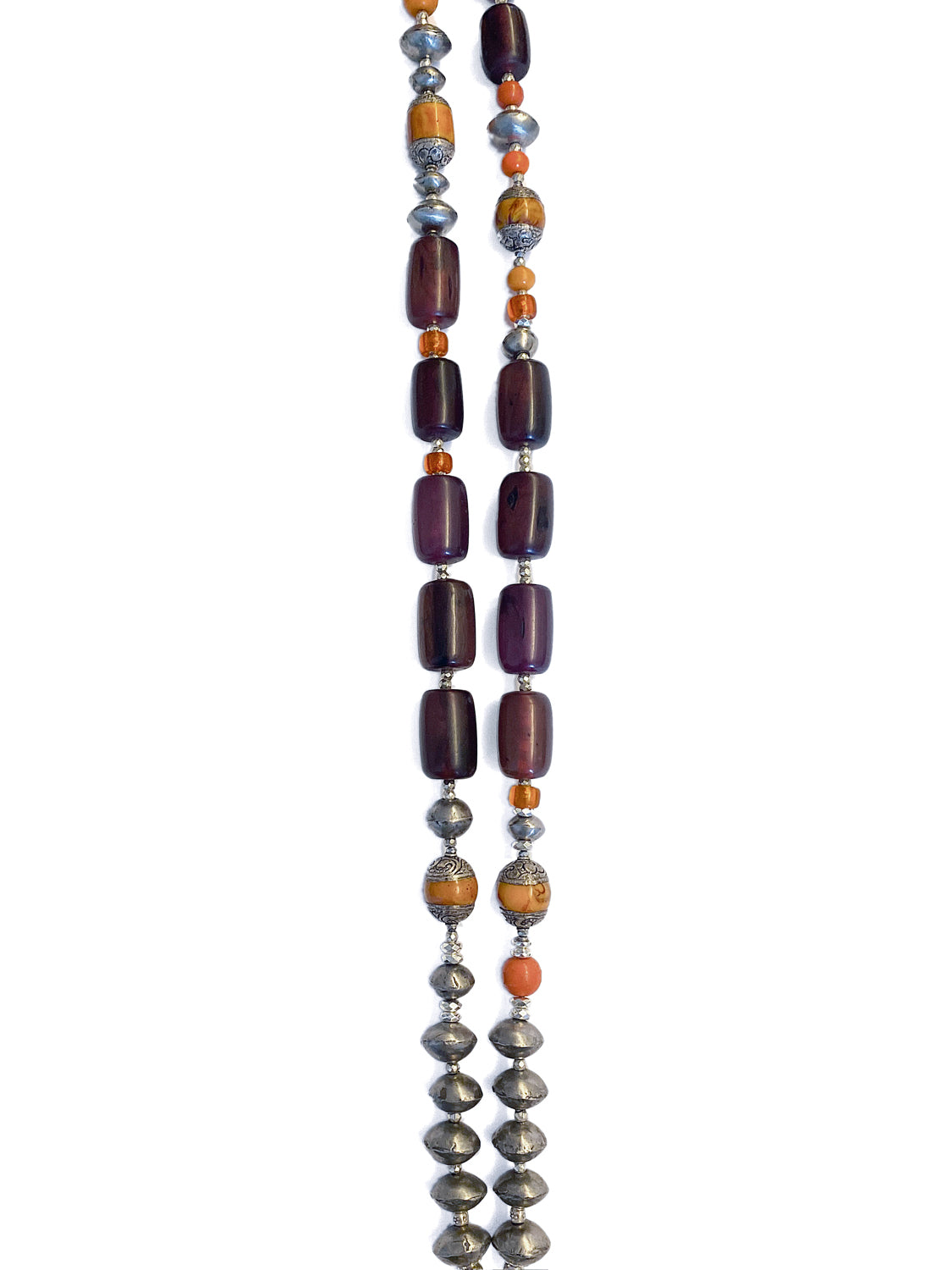 Ethno Kette Statement Bakelit Sterling Silber 120 cm Lang