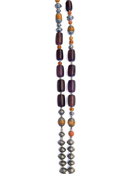 Ethno Kette Statement Bakelit Sterling Silber 120 cm Lang