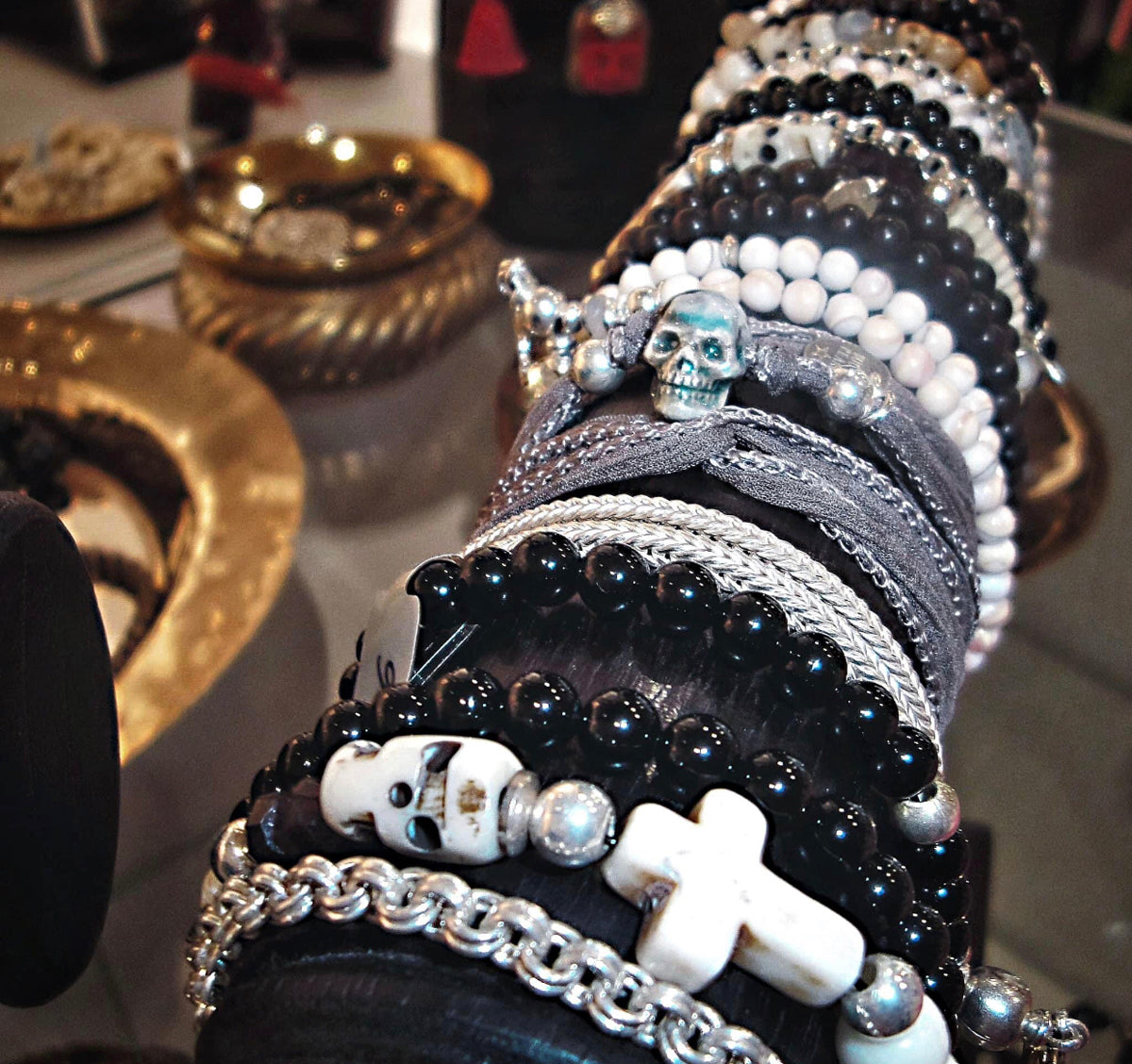 Ethno Armbänder Skull-Motive Kreuz 925 Sterling Silber