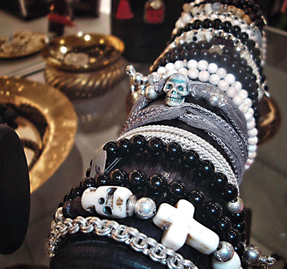 Ethno Armbänder Skull-Motive Kreuz 925 Sterling Silber
