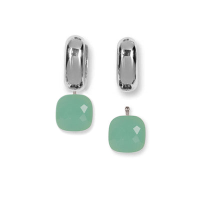 Heide Heinzendorff System-Creolen Laura 925 Sterling Silber Einhänger Quarzglas Facettiert Mint E56