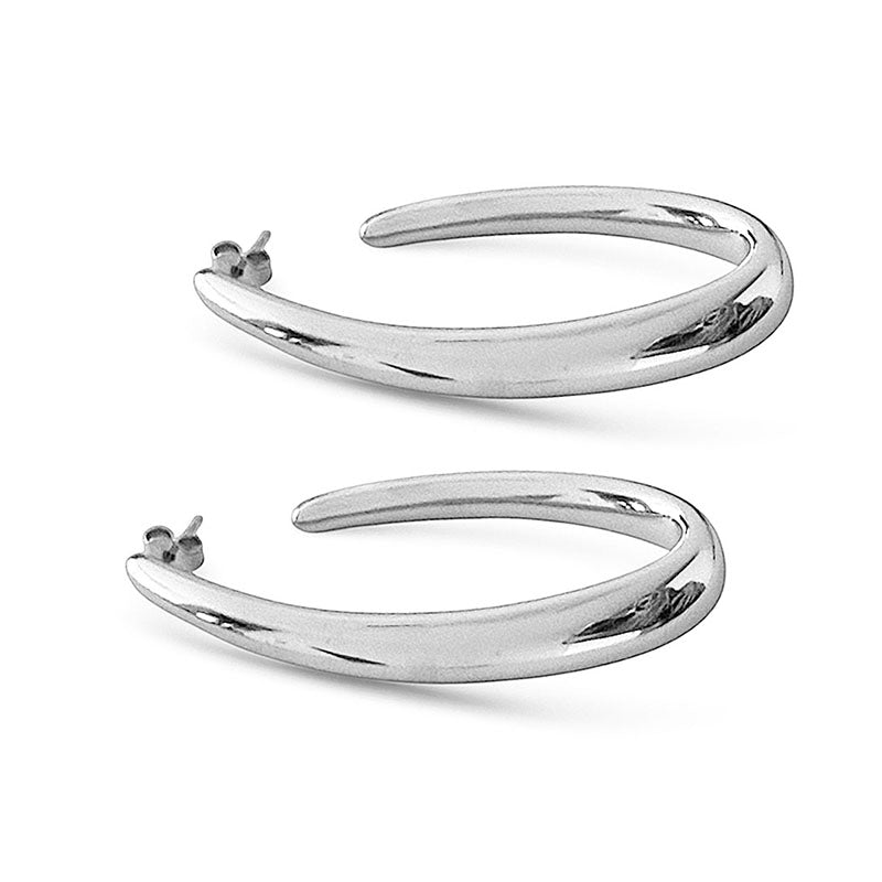 Creolen Sterling Silber Rhodiniert Oval Groß Seitlich