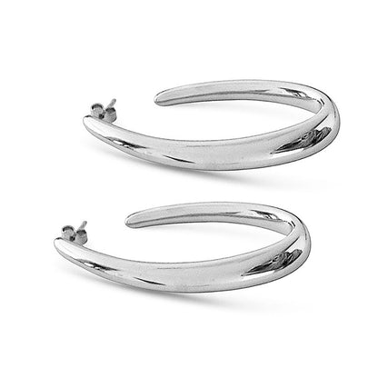 Creolen Sterling Silber Rhodiniert Oval Groß Seitlich
