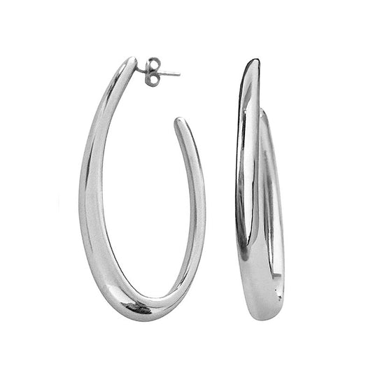 Creolen Sterling Silber Rhodiniert Oval Groß 