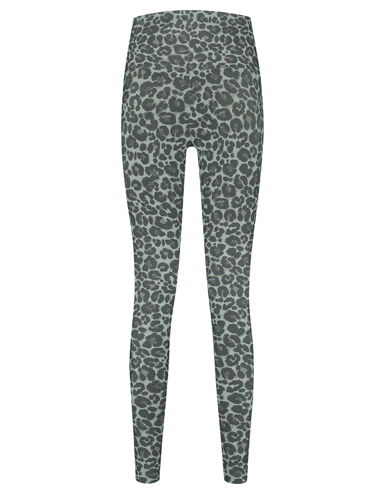 Deblon Sports Classic Lifting Leggings Leoparden-Print Sage Salbei Hoher Bund Slim-Fit Rückseite