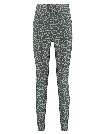 Deblon Sports Classic Lifting Leggings Leoparden-Print Sage Salbei Hoher Bund Slim-Fit