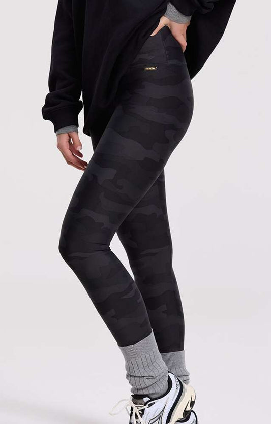Deblon Sports Lifting Leggings Celine Camouflage Schwarz Hoher Bund Slim-Fit