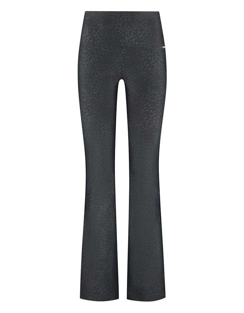 eblon Sports Lifting Leggings Celine Flared Gepard-Print Schwarz Hoher Bund Slim-Fit