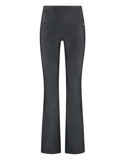 eblon Sports Lifting Leggings Celine Flared Gepard-Print Schwarz Hoher Bund Slim-Fit