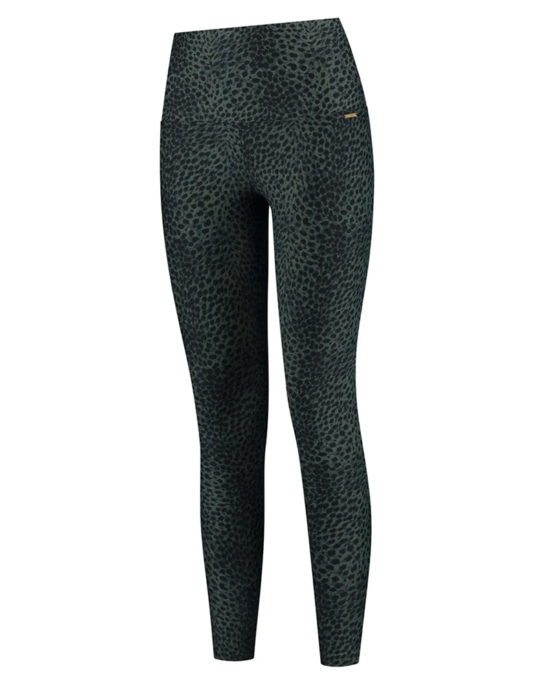 Deblon Sports Lifting Leggings Celine Gepard Kroko Dunkelgrün Hoher Bund Slim-Fit Seitlich