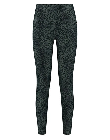 Deblon Sports Lifting Leggings Celine Gepard Kroko Dunkelgrün Hoher Bund Slim-Fit
