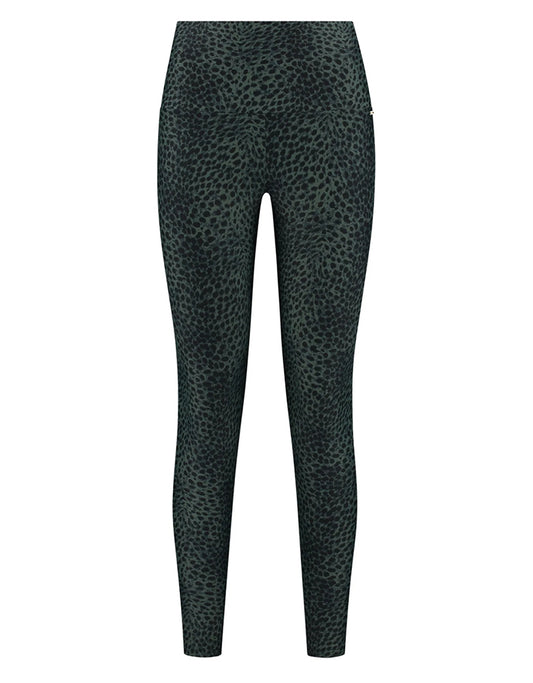 Deblon Sports Lifting Leggings Celine Gepard Kroko Dunkelgrün Hoher Bund Slim-Fit
