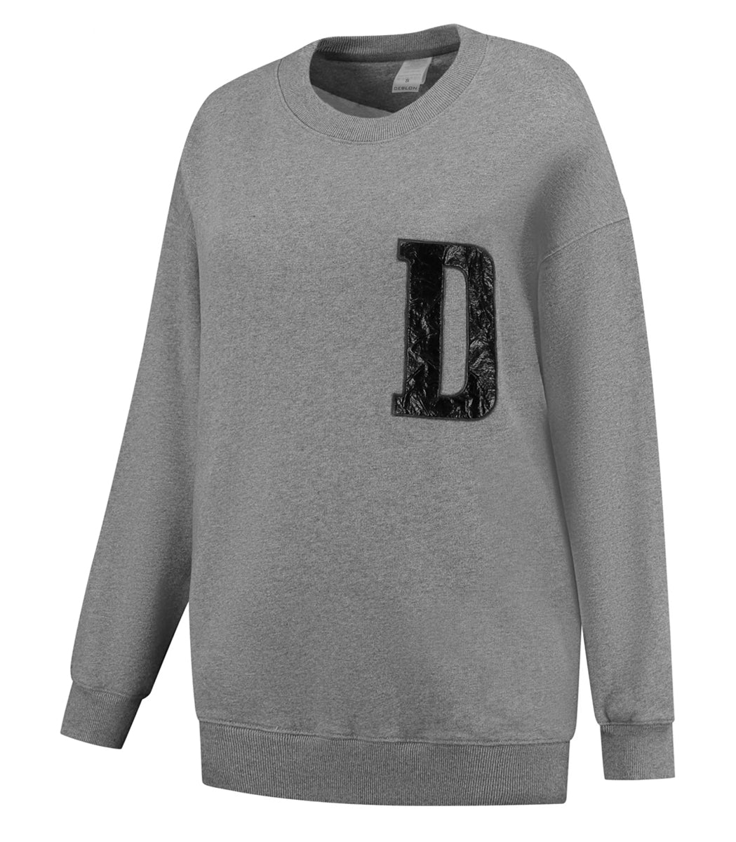 Deblon Sports Sweatshirt Oversize Grau D-Patch Schwarz Baumwolle French Terry Unisex Seitlich